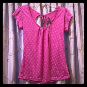 Hot Pink Polka Dot T-Shirt w/ Open Back